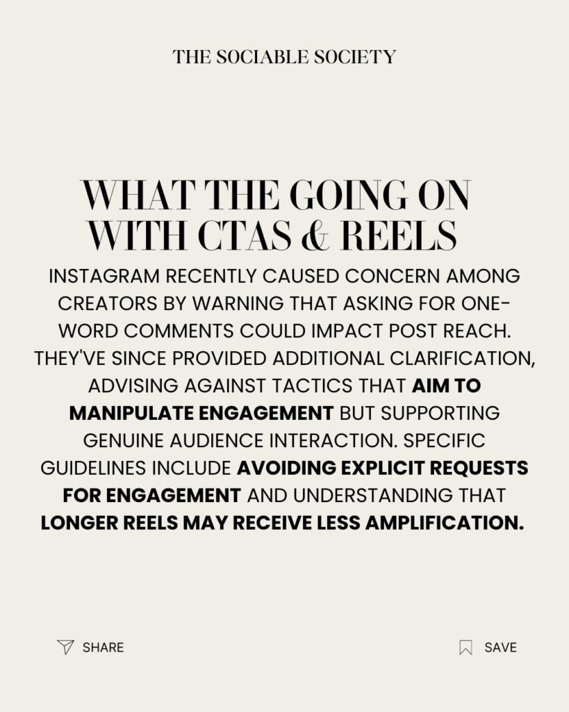 Background on CTAs and Reels and engagement on Instagram.