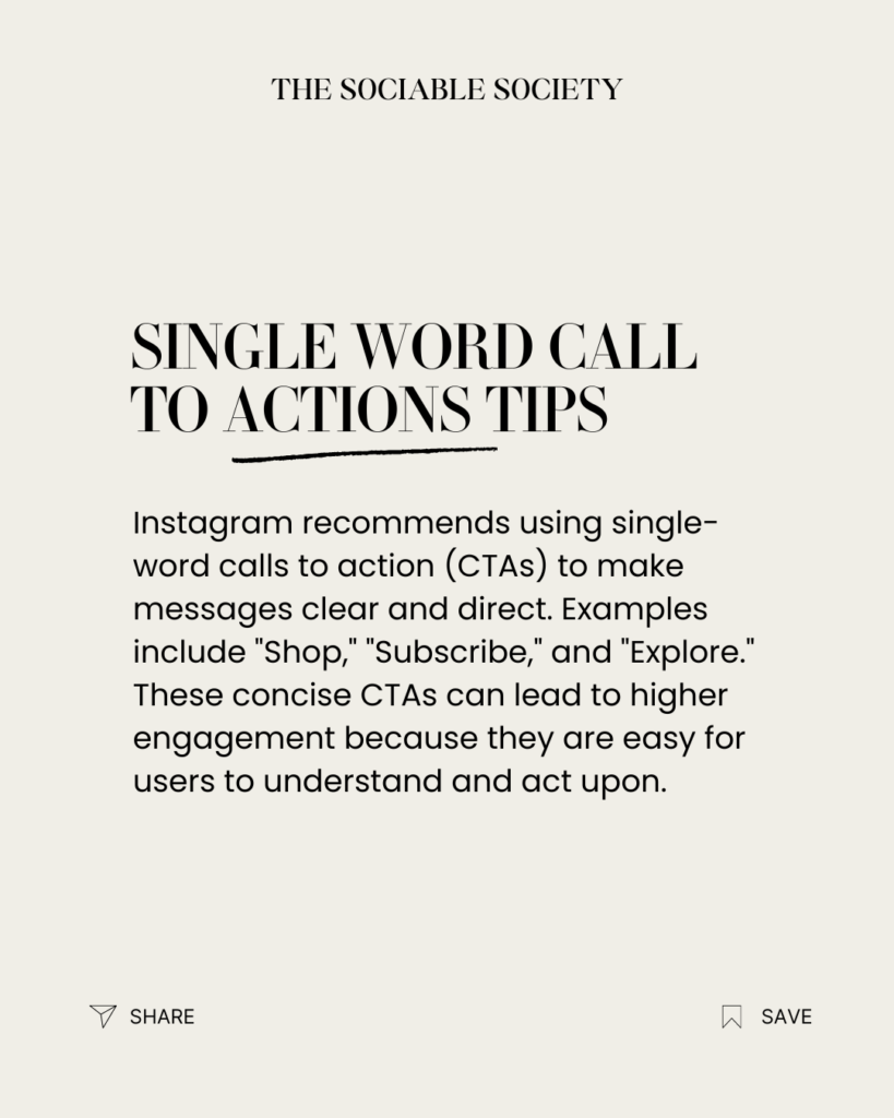 Single word CTA (call to action) tips.